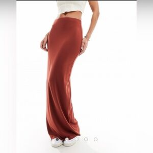 NWT ASOS DESIGN Rust Jersey Column Maxi Skirt US 8 Minimalist 90s Chic Viscose